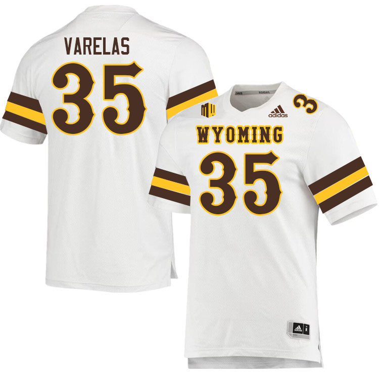 Wyoming Cowboys #35 Nikos Varelas College Football Jerseys Stitched Sale-White